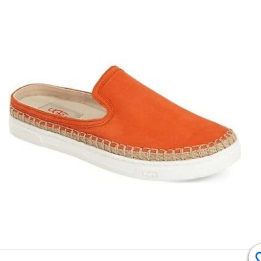 UGG Caleel Slip On Leather Loafer Mule Flats Orange 9