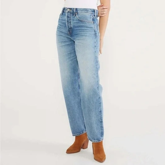 Etica Tyler Vintage High Rise Button Fly Straight Leg Jeans Blue 30