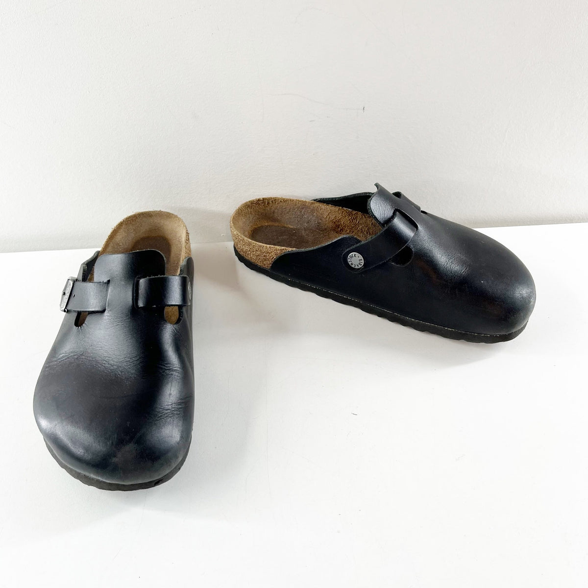 Birkenstock Boston Wire Buckle Closed Toe Clog Sandals Vintage Wood Black 36