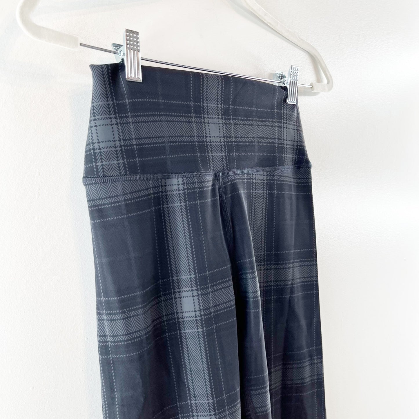 Alo Yoga Plaid High Rise Vapor Full Length Leggings Black Gray Small