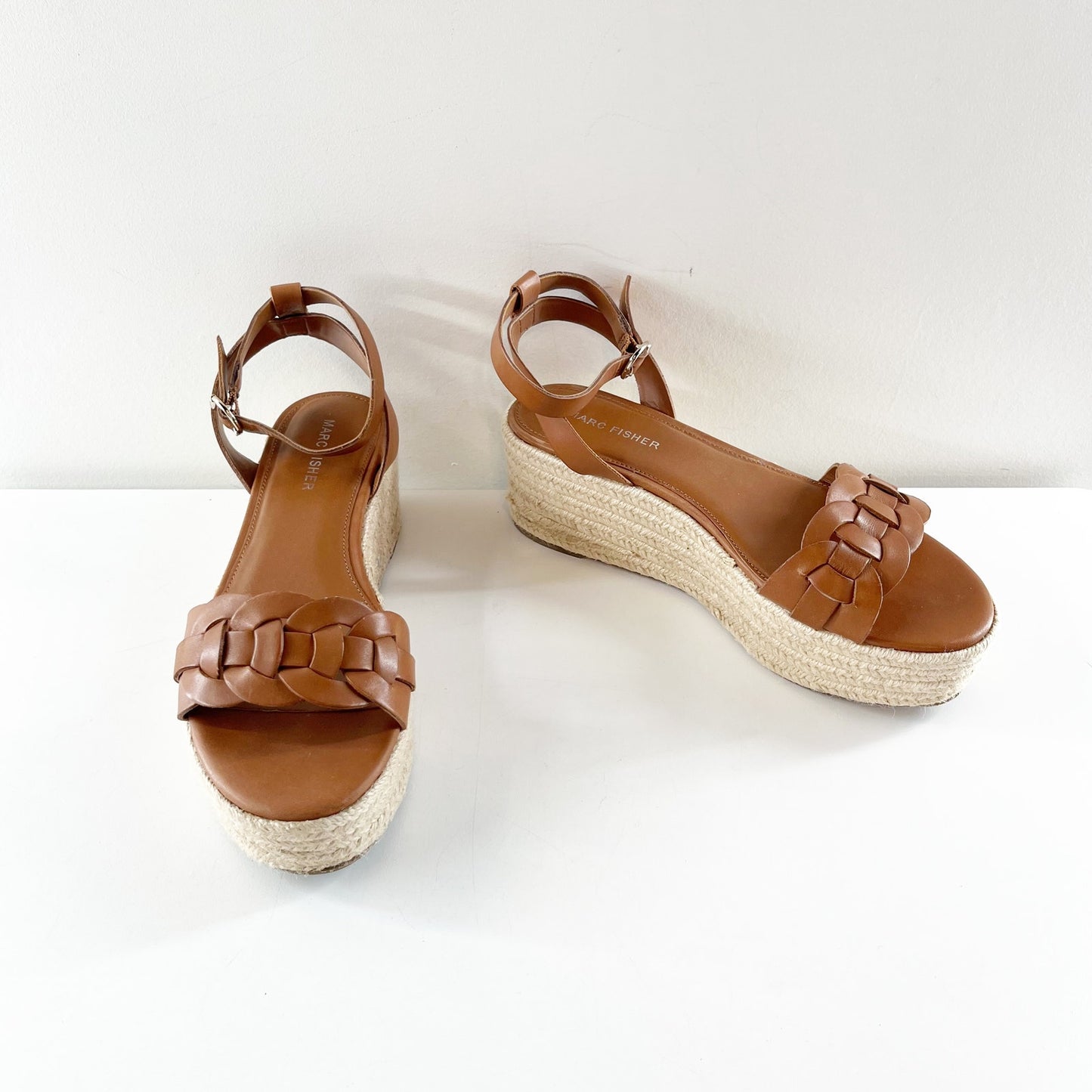Marc Fisher Jinky Platform Espadrille Sandal Shoes Brown 7.5