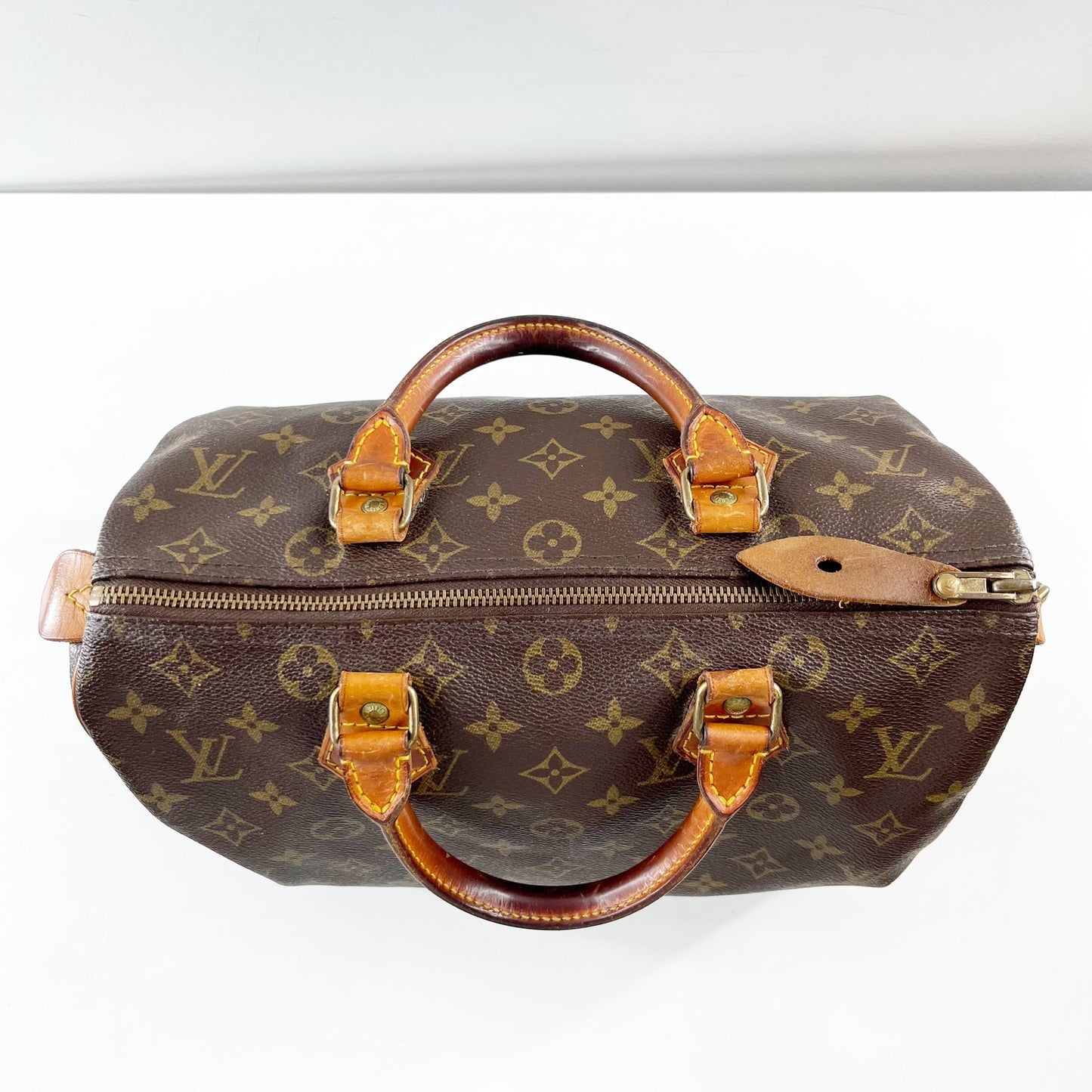 Louis Vuitton Vintage Speedy 30 Top Handle Canvas Monogram LV Bag Purse Brown