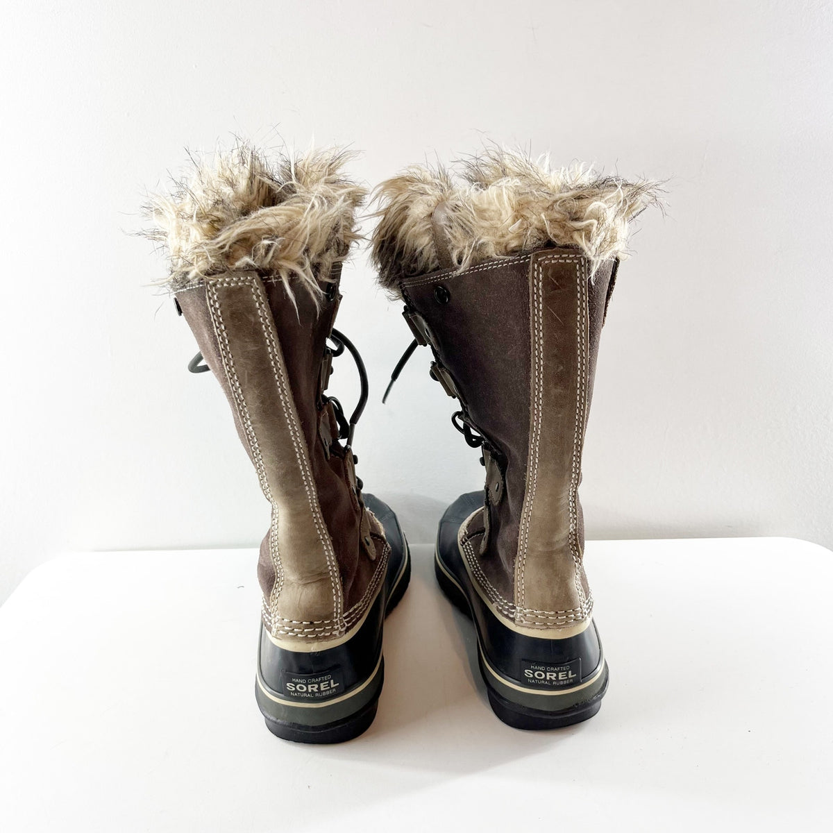 Sorel Joan of Arc Tall Waterproof Faux Fur Lined Winter Snow Rain Boots Brown 8
