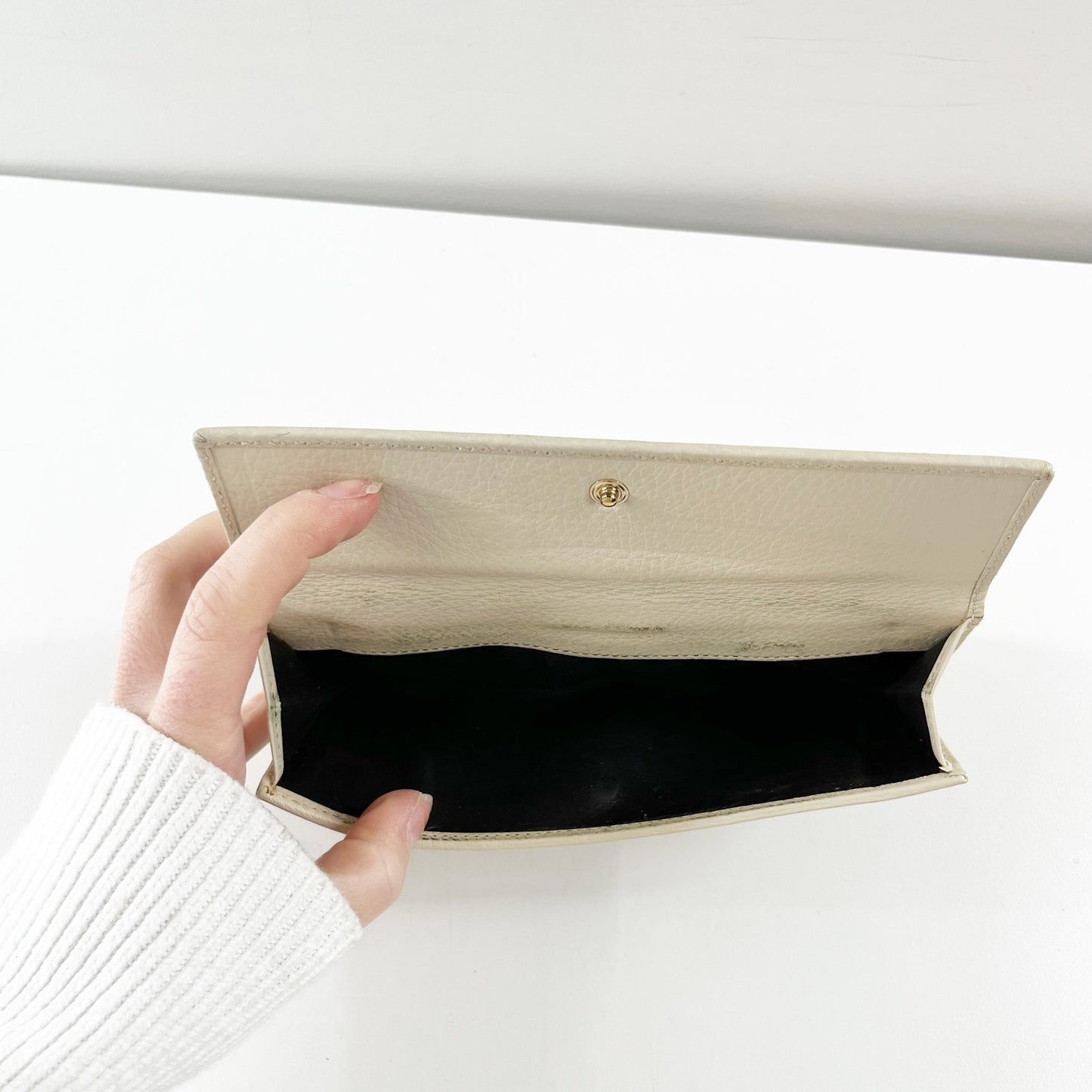 Gucci Guccissima GG Continental Long Rectangle Leather Wallet Cream