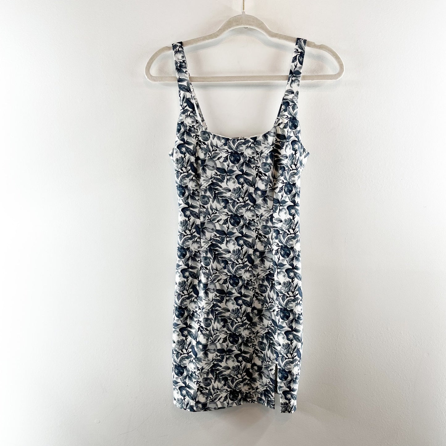 Abercrombie & Fitch Satin Sculpt Floral Sleeveless Slip Mini Dress Blue Small