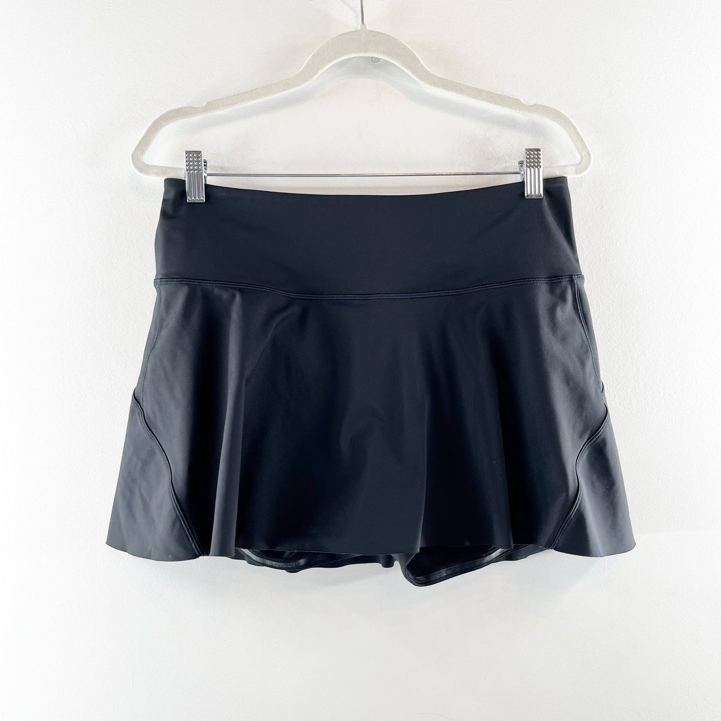 Athleta Ace Pull On High Waisted Golf Tennis Mini Skort 13.5" Black Large