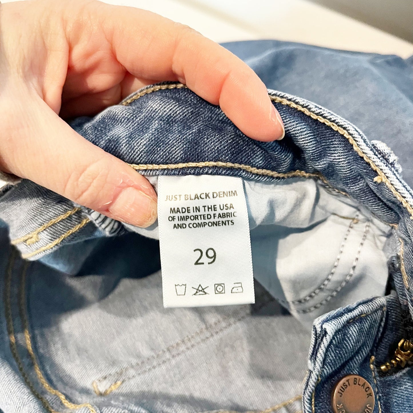 Just Black Denim The Fall Flare Raw Hem Jeans Blue 29