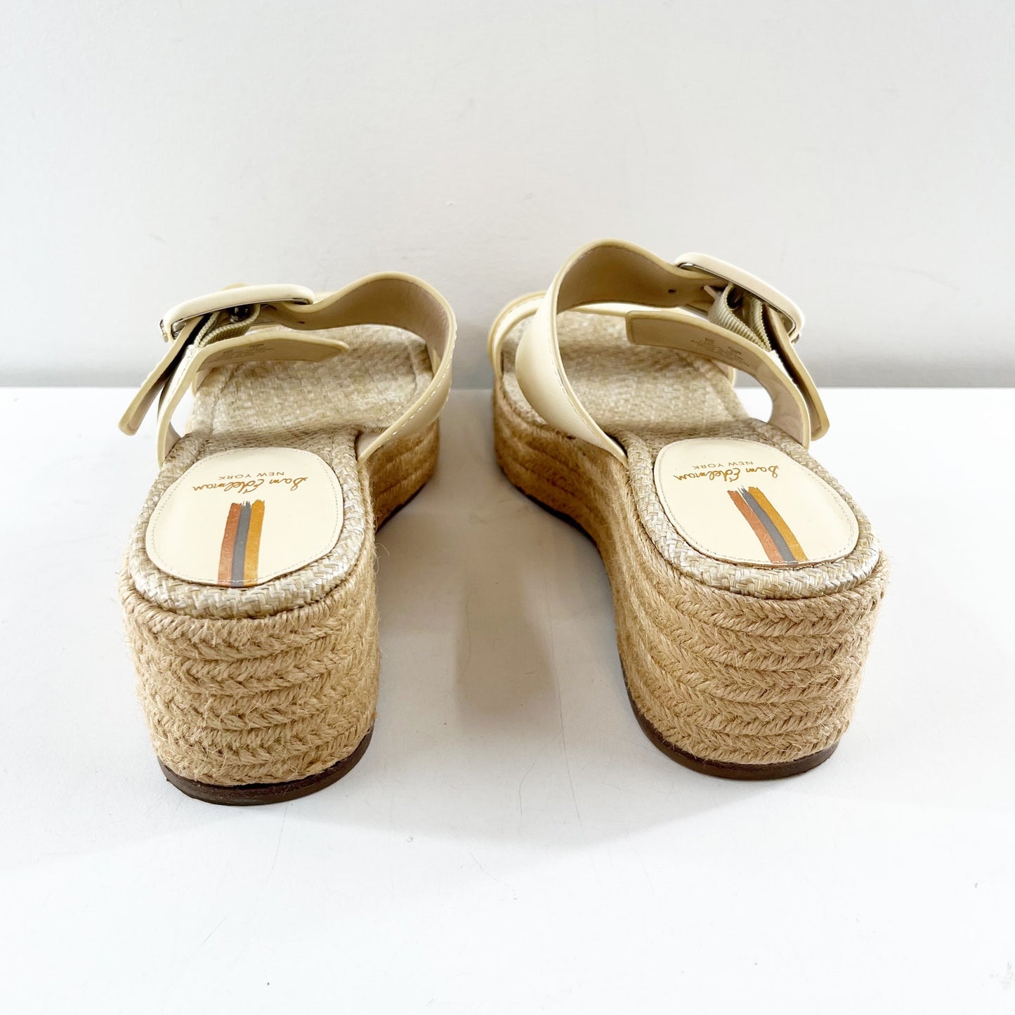 Sam Edelman Carson Platform Wedge Espadrille Sandals Cream 7