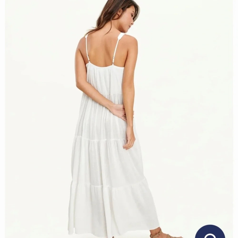 Splendid Wynona Sleeveless V-Neck Tie Waist Tiered Maxi Dress White Small