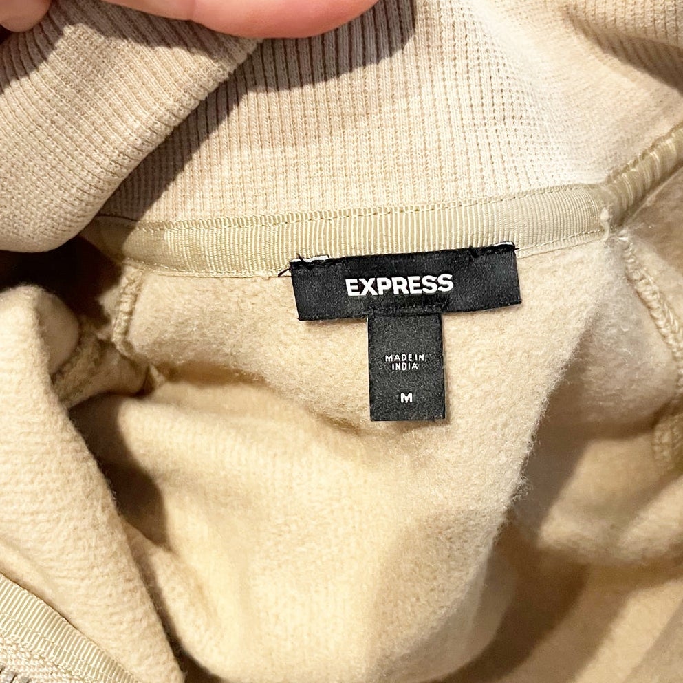 Express Tan Half-Zip Sweatshirt Romper One Piece Medium