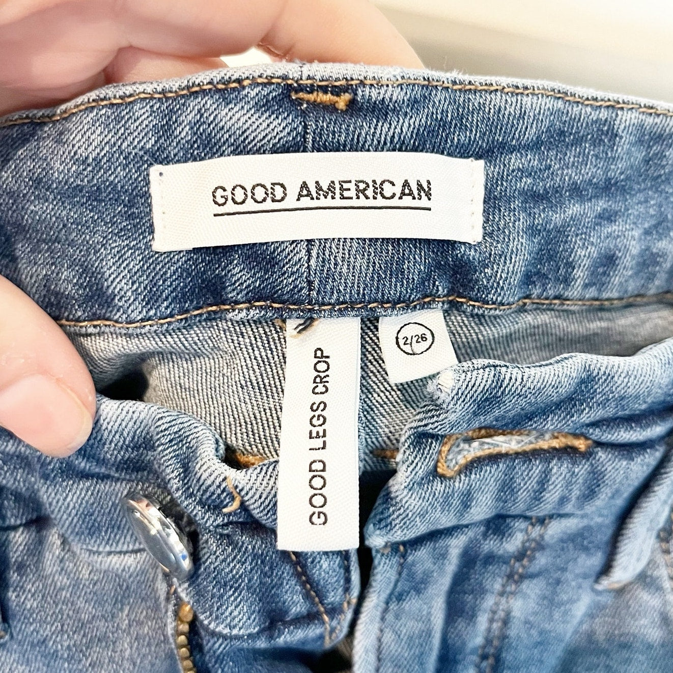 Good American Good Legs High Rise Cropped Jeans Raw Edge Blue 2 / 26