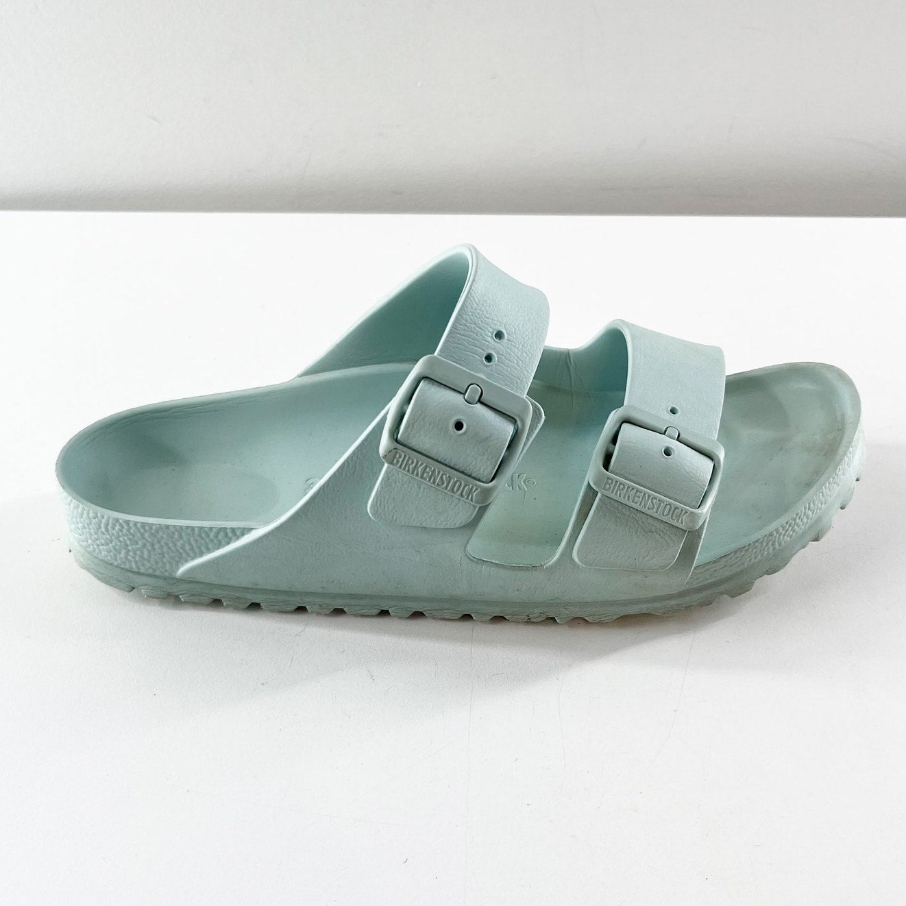 Birkenstock Essentials Arizona EVA Double Buckle Slide Sandals Surf Green 39