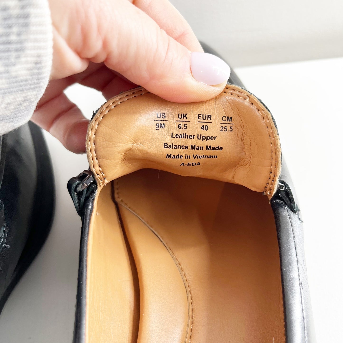 Franco Sarto Eda Leather Classic Slip-On Loafers with Metal Strap Detail Black 9