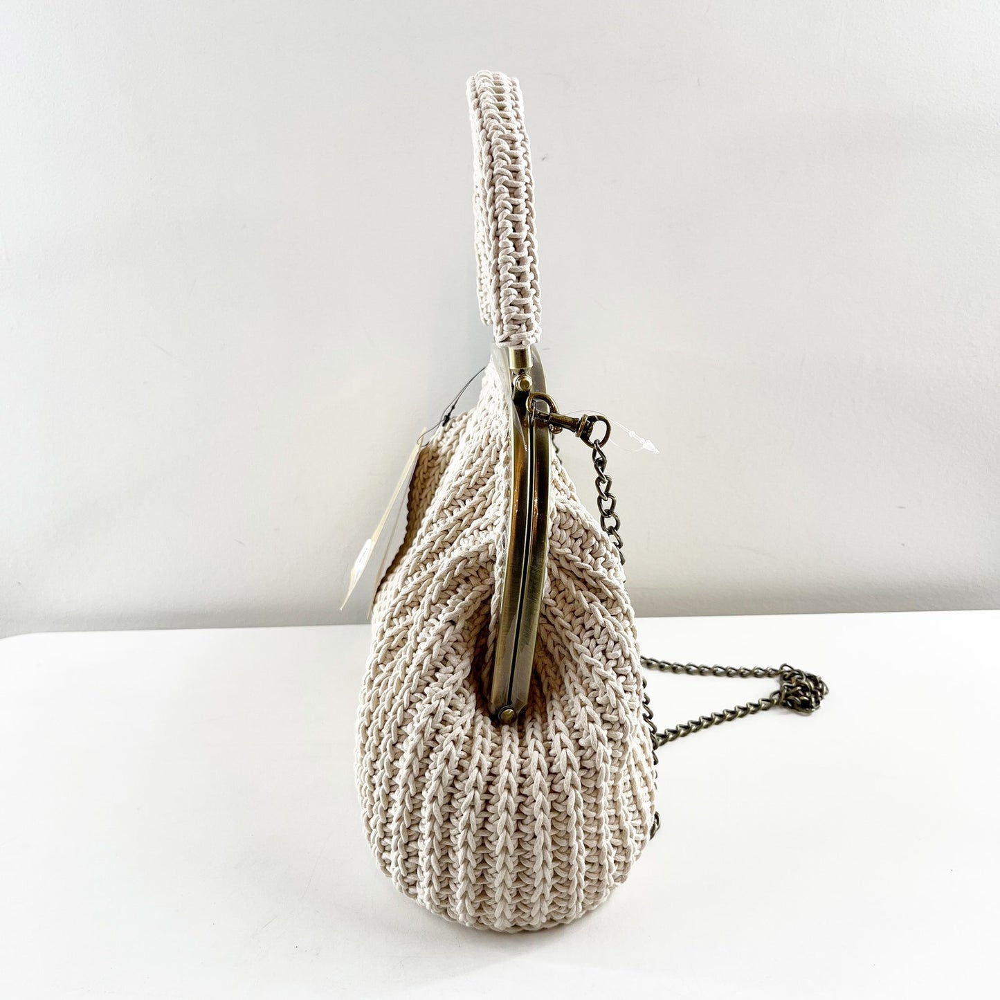 Patricia Nash Raffia Willow Top Chain Crossbody Bag Purse Natural