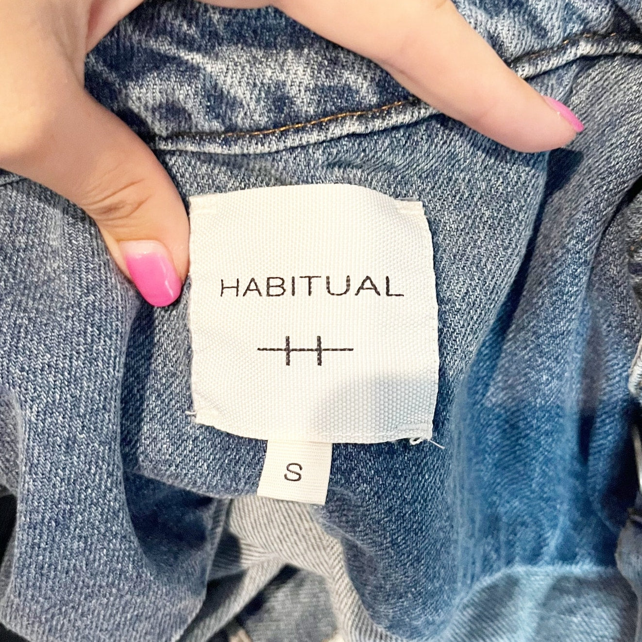Habitual Collarless Boxy Jean Denim Jacket Blue Small