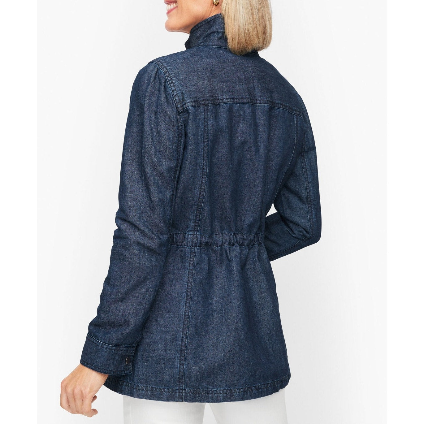 Talbots Denim Twill Field Anorak Jacket Coat Blue Small