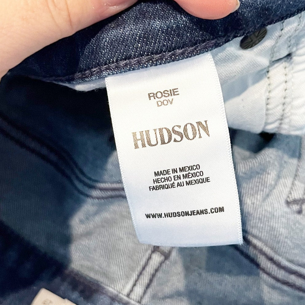 Hudson Rosie High Rise Wide Leg Button Fly Jeans Dark Wash Blue 27