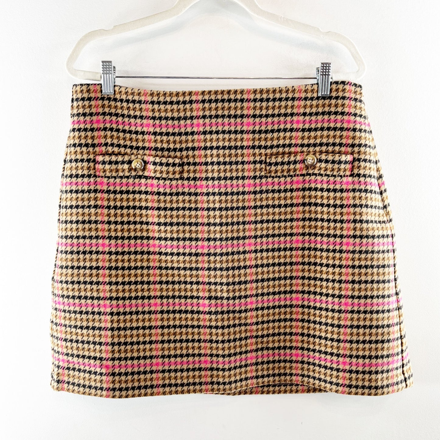 LOFT Plaid Lined Mini Skirt Brown Pink 12