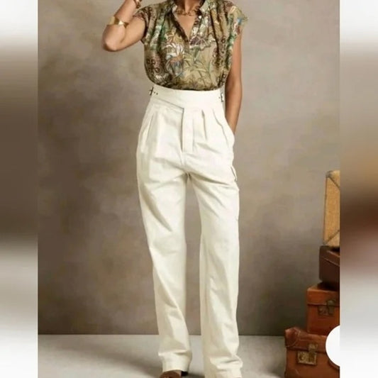 Banana Republic Heritage Explorer High Rise Italian Wool Dress Pants Cream 8