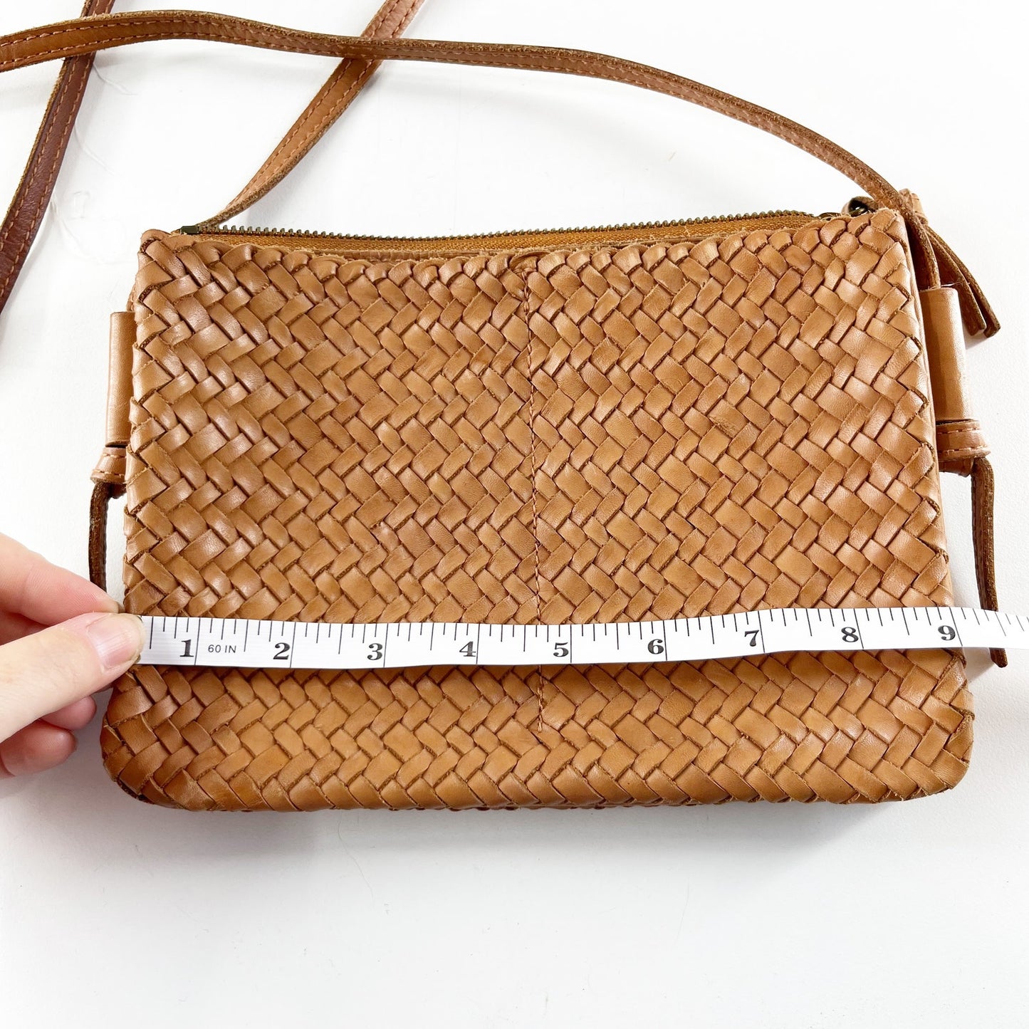 Madewell The Knotted Woven Leather Crossbody Bag Purse Tan Brown