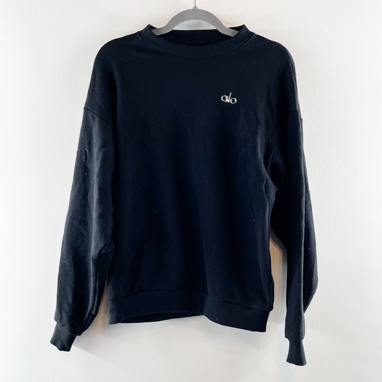 Alo Accolade Crew Neck Pullover Sweatshirt Black Small