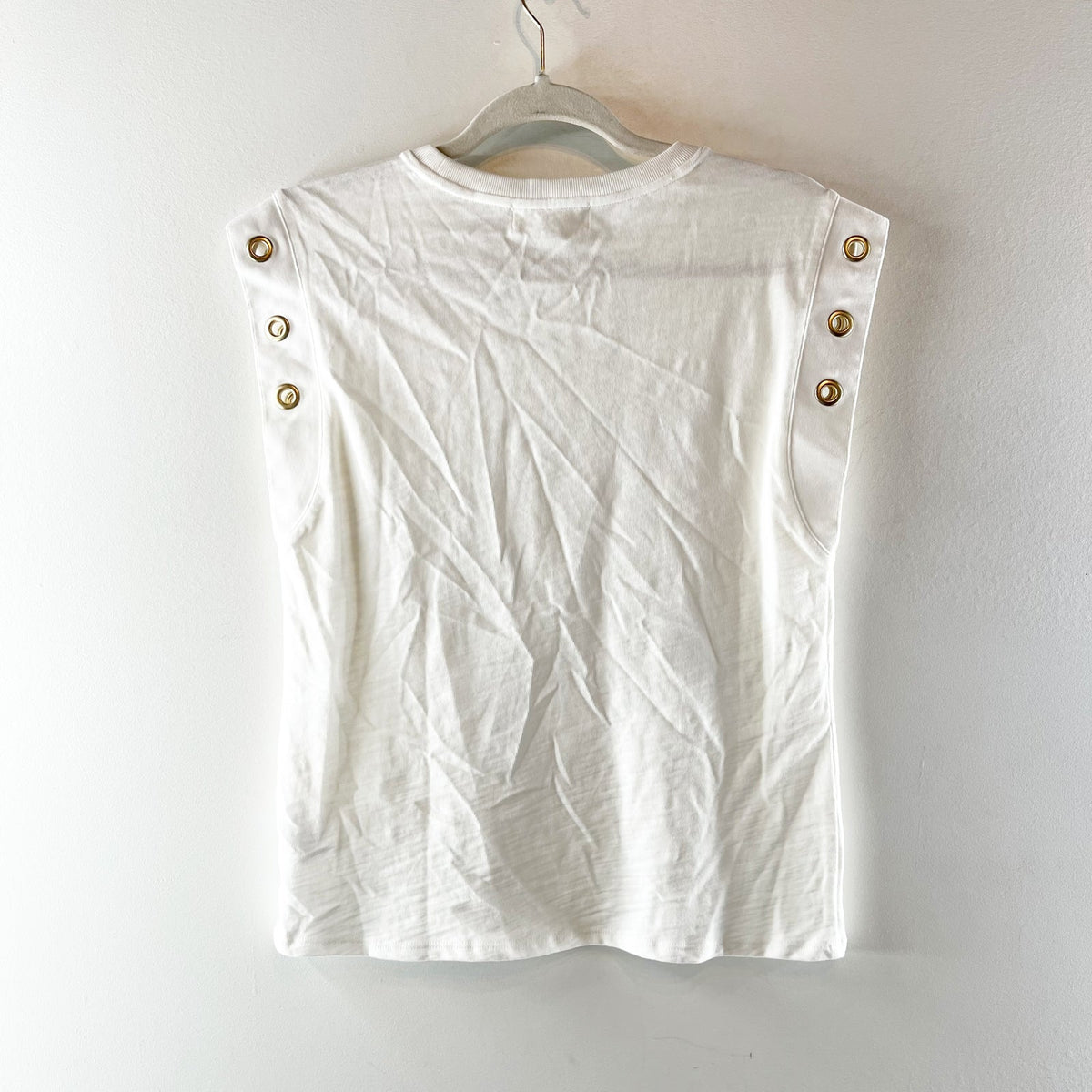 Nation LTD Grommet Trim Pima Cotton Tank Top White XS