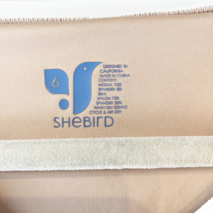 Shebird Vera V Neck Short Sleeve Bra Tee Shirt White 6 / Large
