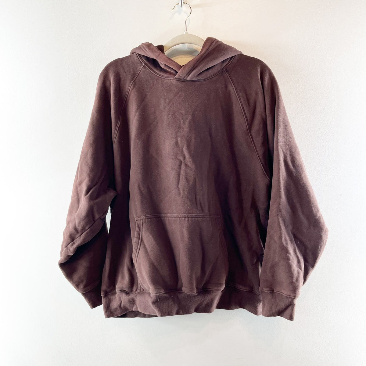 Aritzia Sweatfleece Mega Fit Pullover Sweatshirt Hoodie Brown Large