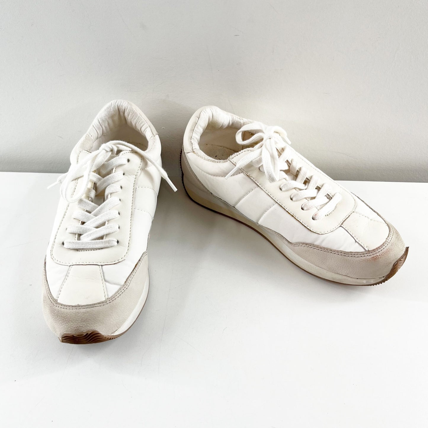 Madewell League Trainer Sneakers in Washed Nubuck Cream 7.5