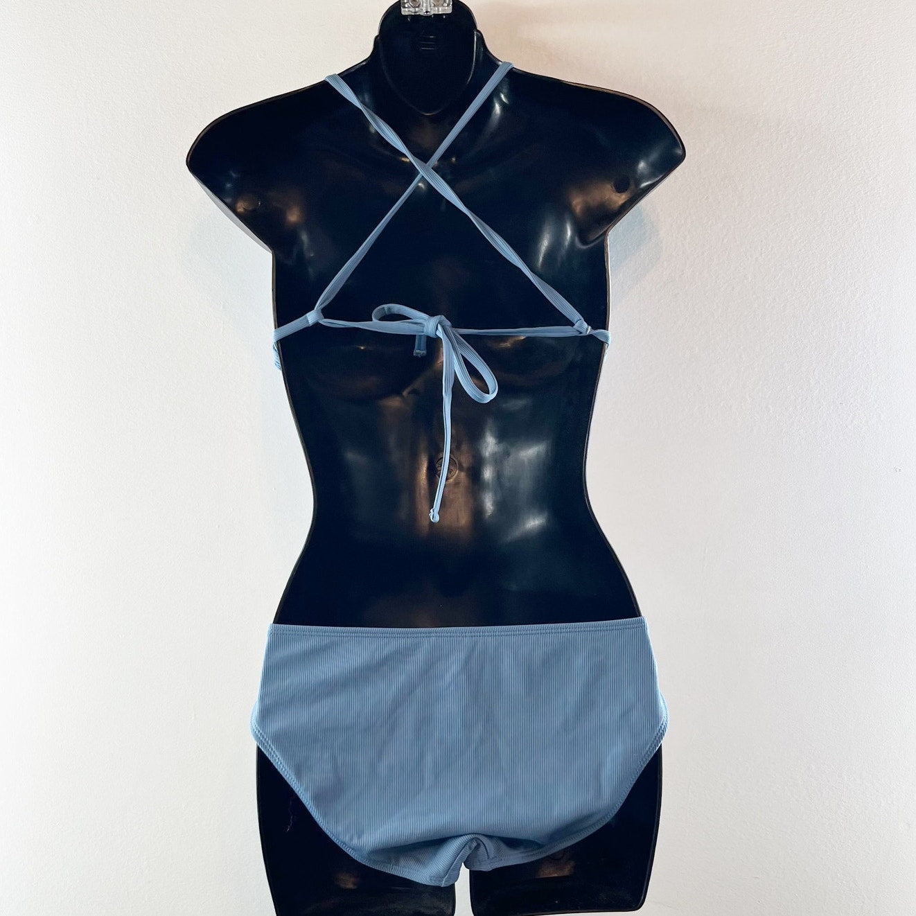 Shade & Shore Triangle Top and Mid Rise Bottom Bikini Matching Set Blue XS / S