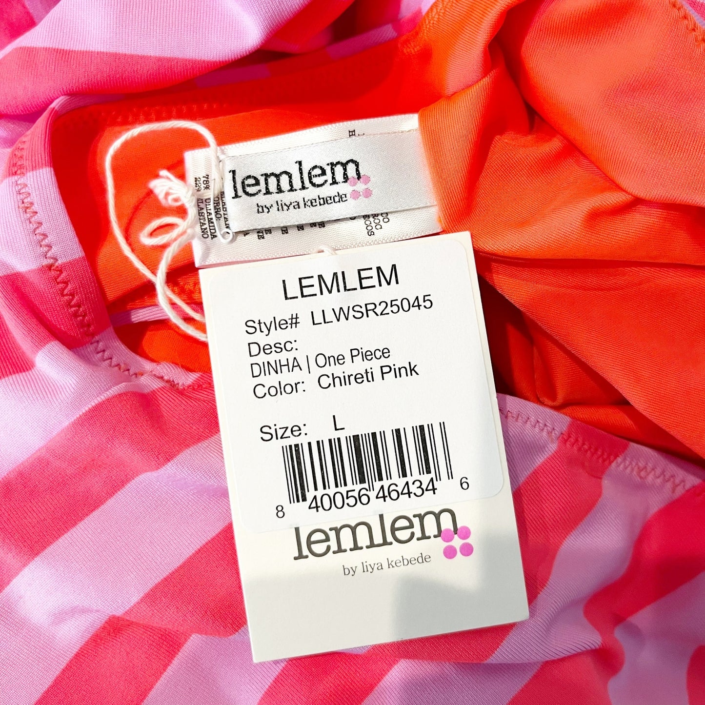 LemLem Dinah One Piece Striped High Cut Strapless Swimsuit Chireti Pink Large