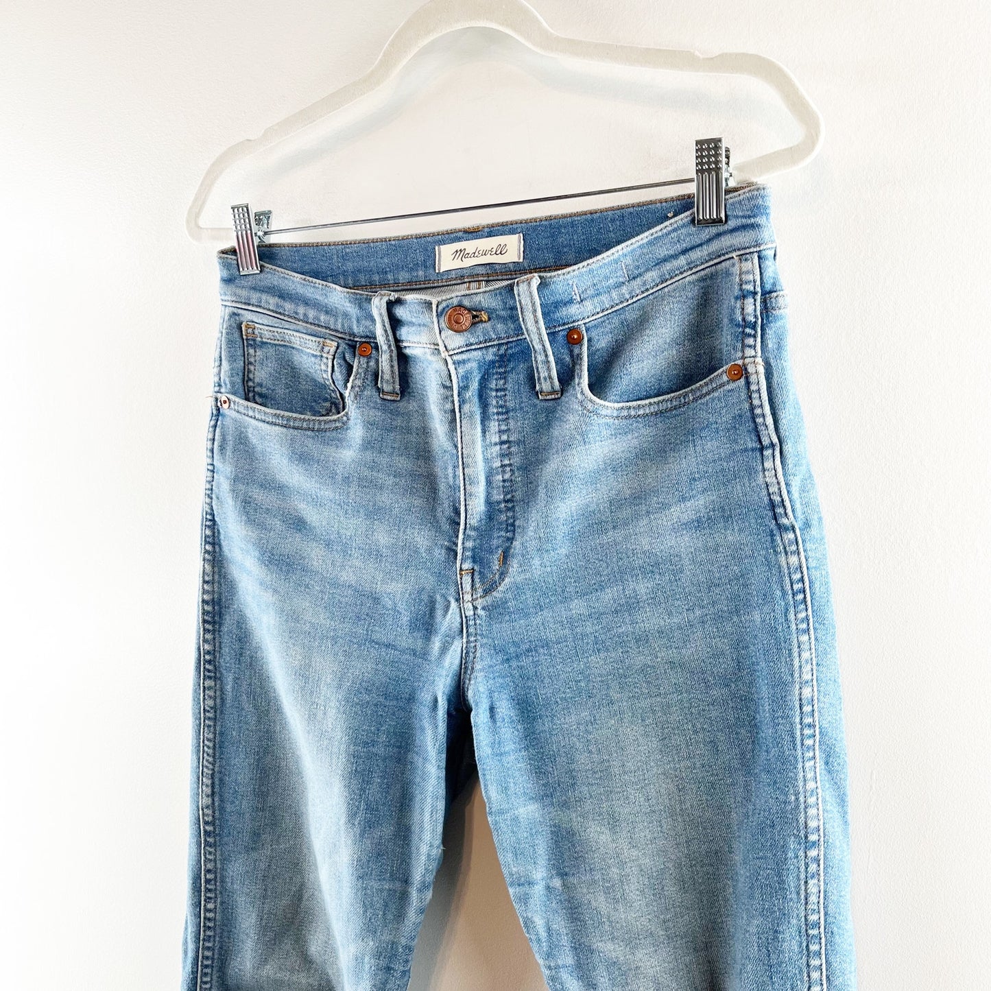 Madewell High Rise Ankle Straight Stovepipe Jeans in Euclid Wash Blue 27 / 4