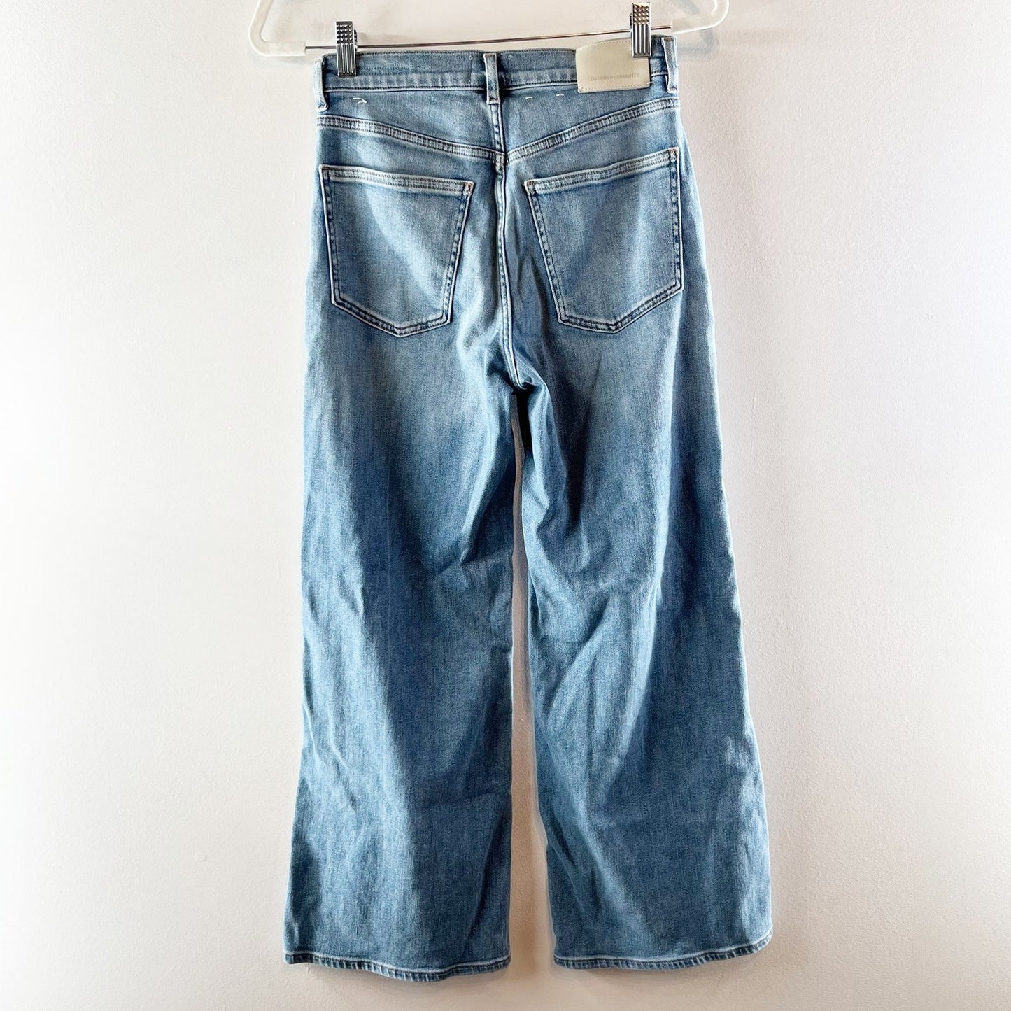 Citizens of Humanity Lyra High Rise Cropped Wide Leg Patch Pocket Jeans Blue 26