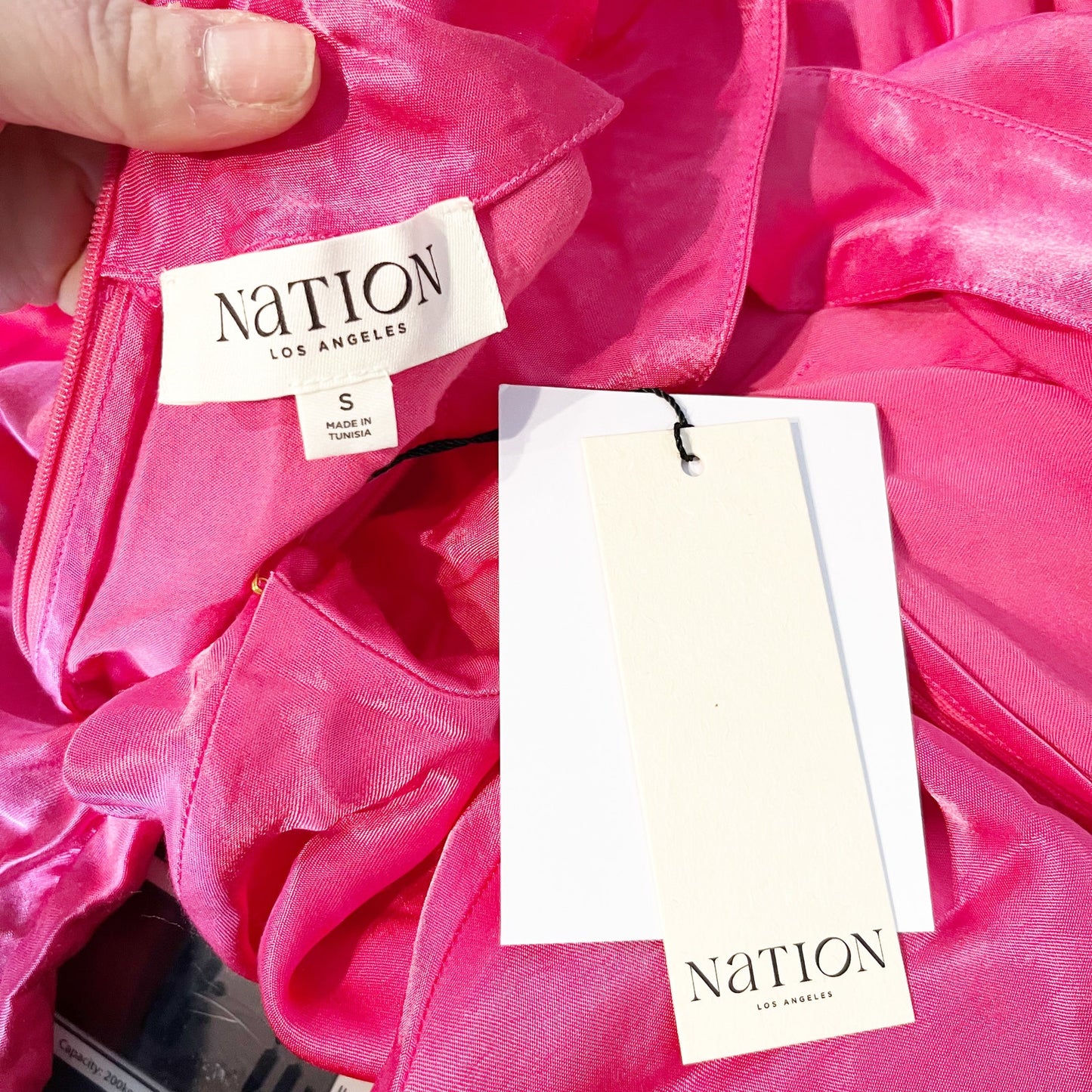 Nation Los Angeles Lily Rose Short Sleeve Satin Maxi Dress Pink Flambe Small