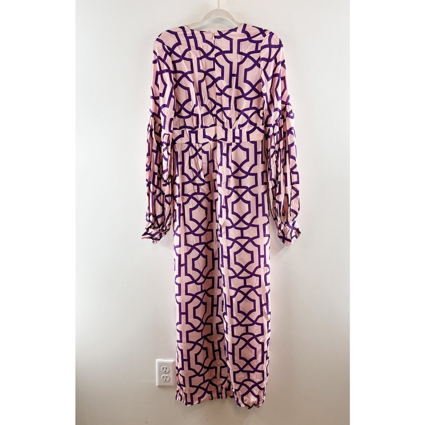 Alexandra Miro Gaia Long Sleeve Button Front Maxi Dress Moroccan Tile Pink Small