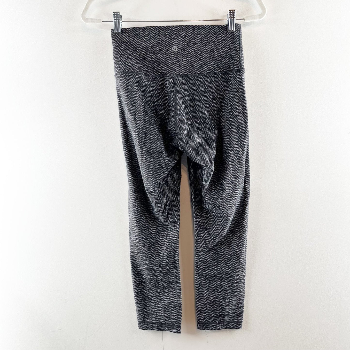 Lululemon Wunder Under Crop Leggings Herringbone Black Gray 6