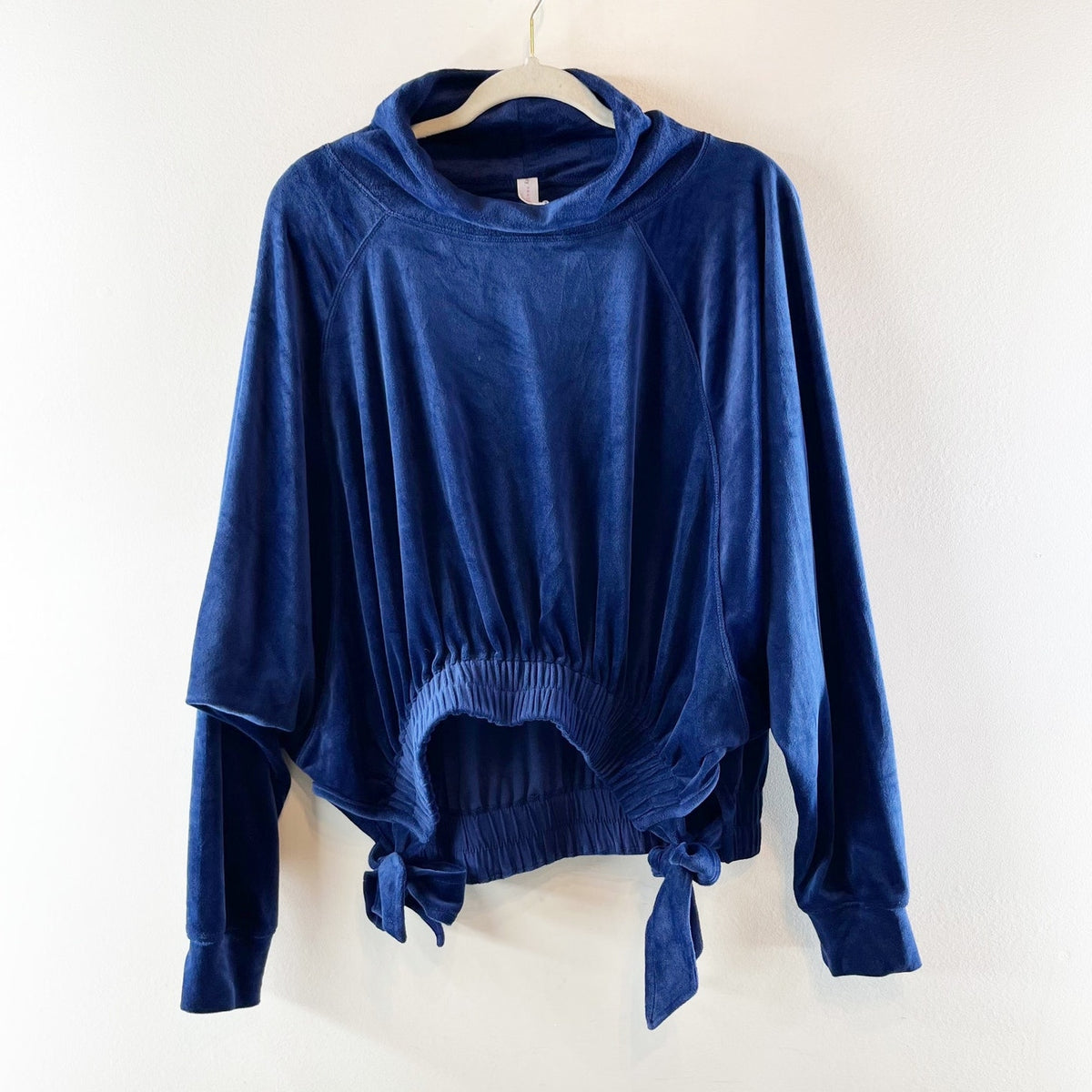 Daily Practice x Anthropologie Side-Tie Velvet Pullover Sweater Cobalt Blue S