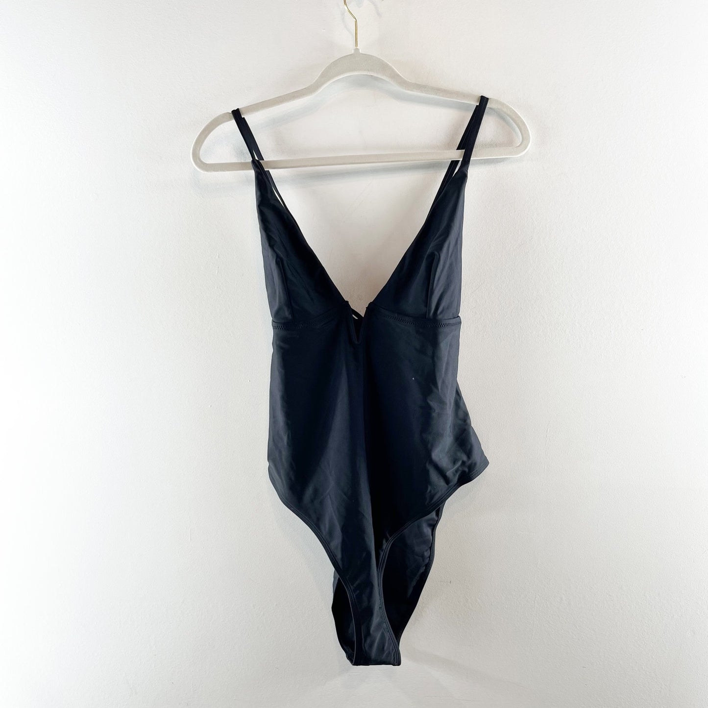 Cupshe Plunge Front One Piece Cross Back Swimsuit Black XL
