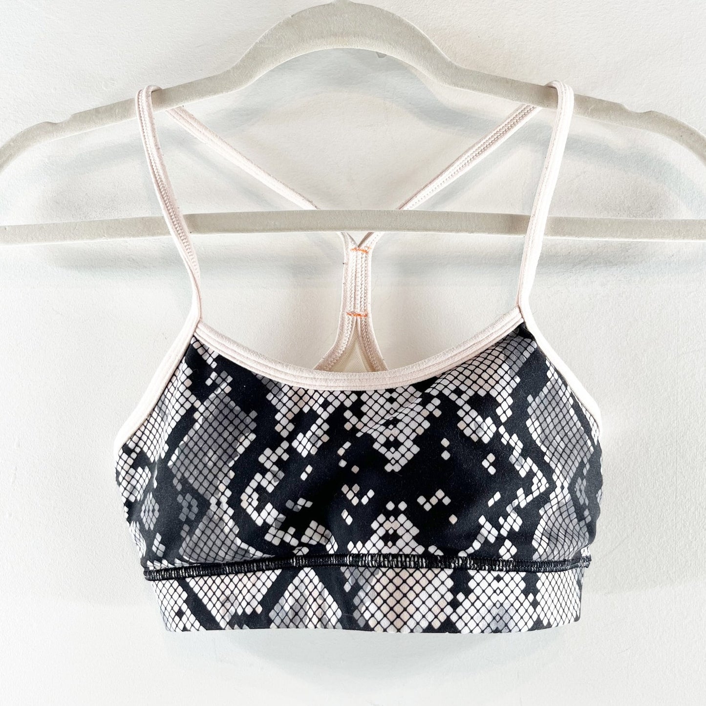 Lululemon Flow Y Racerback Sports Bra Snake Print Black Pink 4