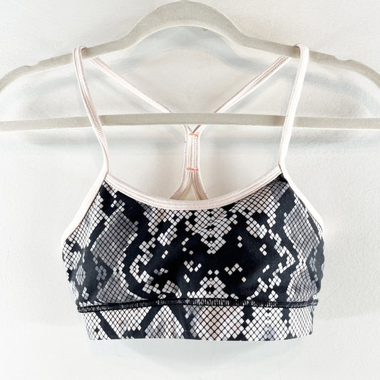 Lululemon Flow Y Racerback Sports Bra Snake Print Black Pink 4