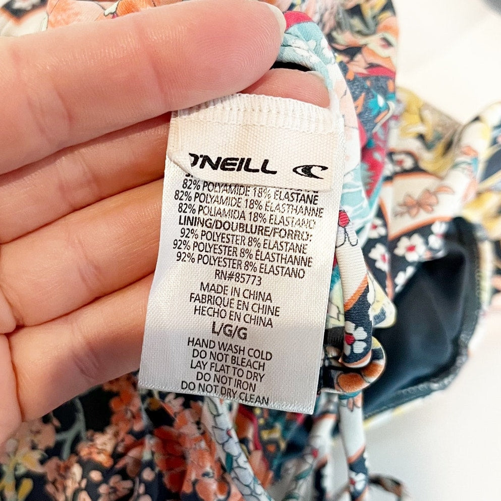 O'Neill Coco Sands Printed Tie Back One Piece Swimsuit Cream Large