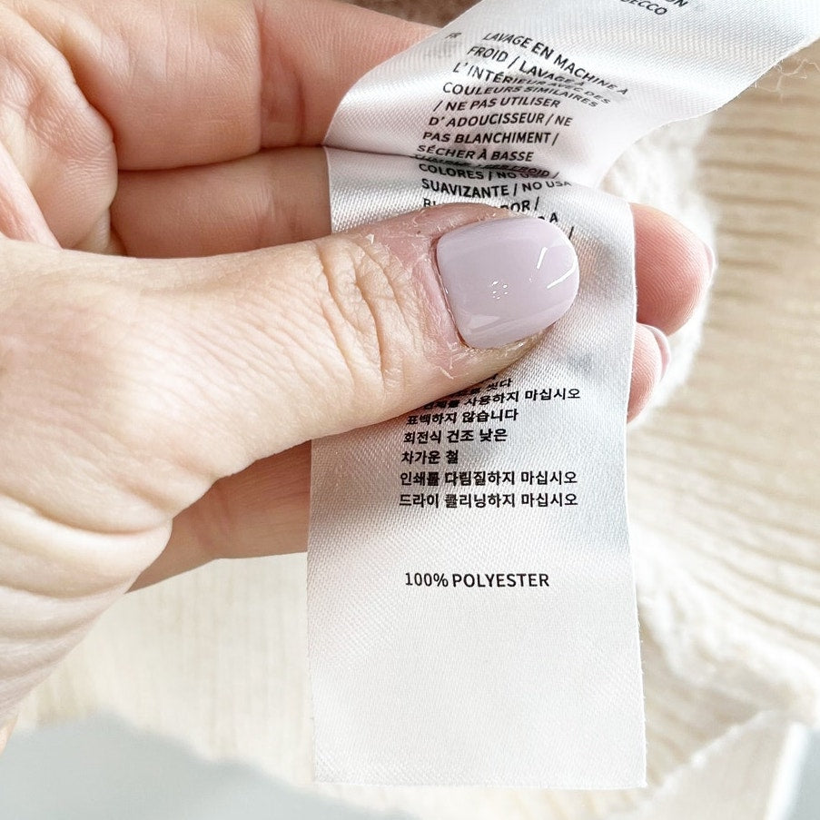 Aelfric Eden Crewneck Long Sleeve Cable Knit Sweater Ivory Cream XL