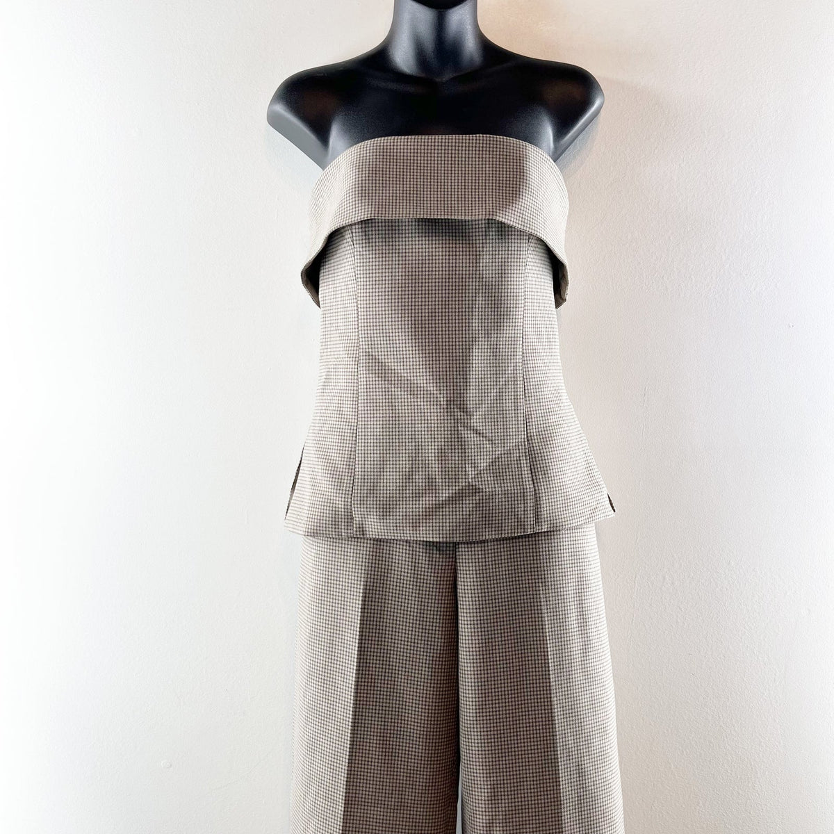 Babaton Aritzia Element Tube Top and Agency Trouser Pants Set Taupe Brown 4