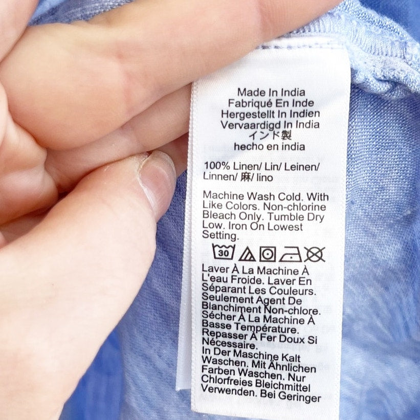 J. Crew Capitaine Linen Short Sleeve Mini Shirt Dress Blue Small