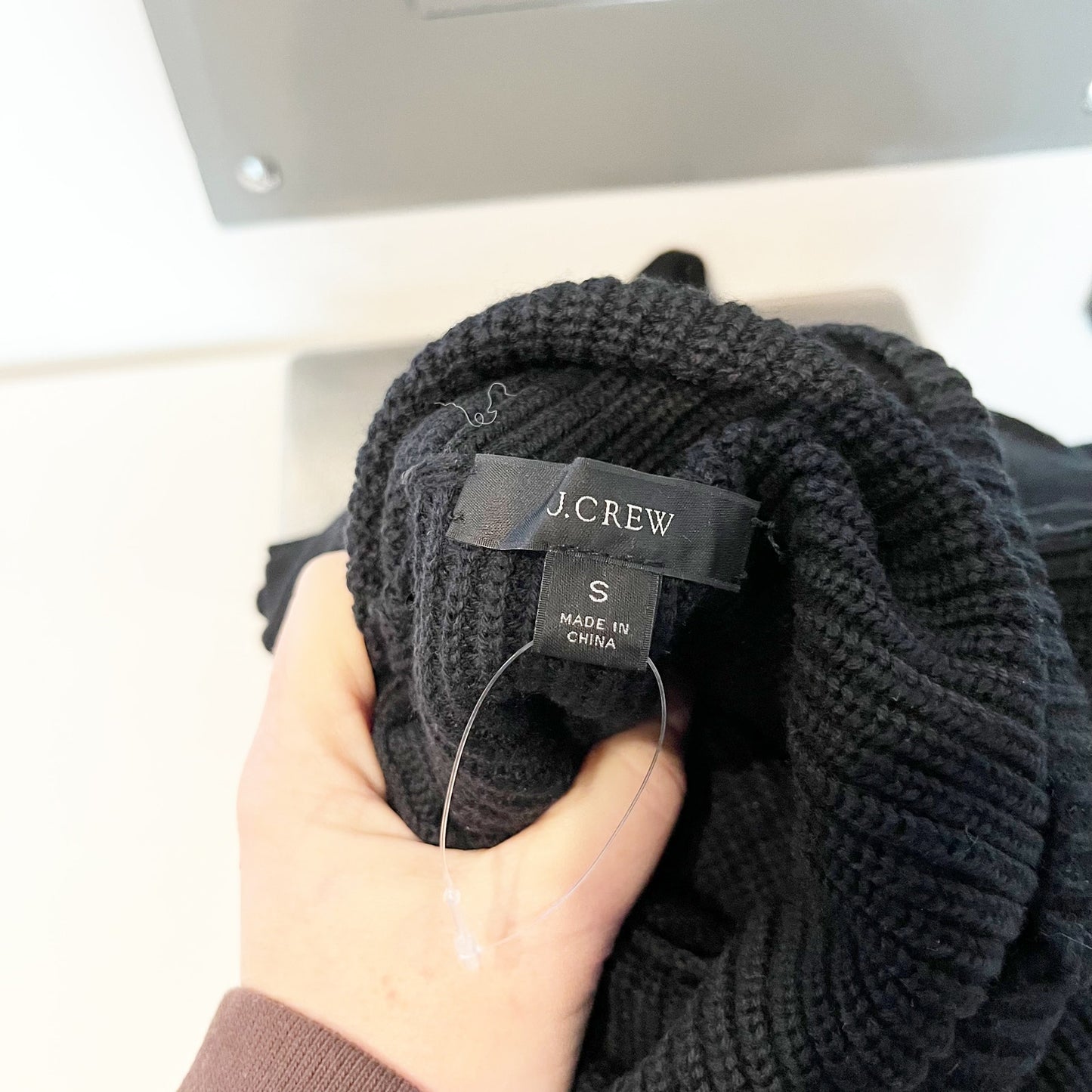 J. Crew Cotton Cashmere Ribbed Long Sleeve Turtleneck Sweater Black Small