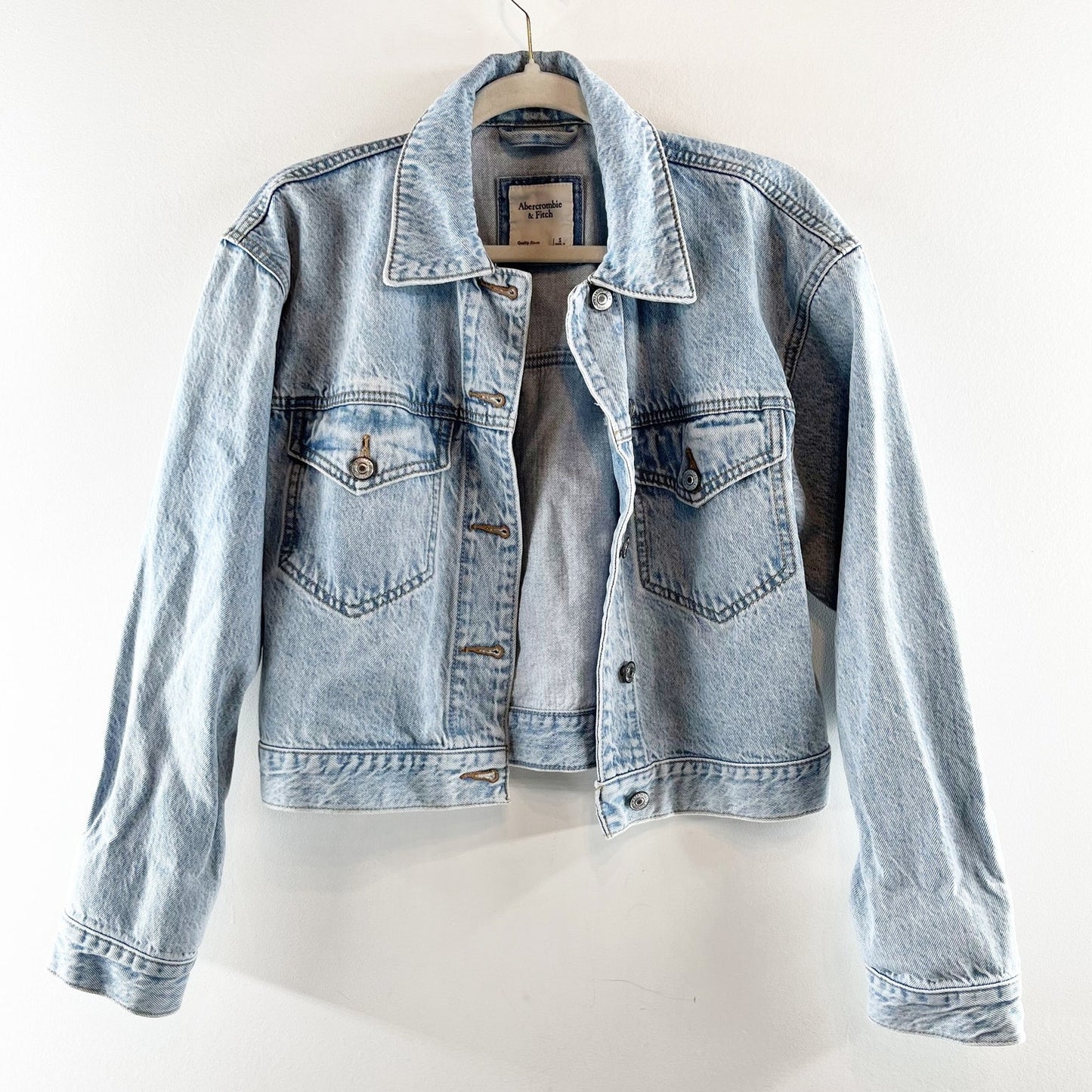 Abercrombie & Fitch Cropped Denim Jean Trucker Jacket Blue Small