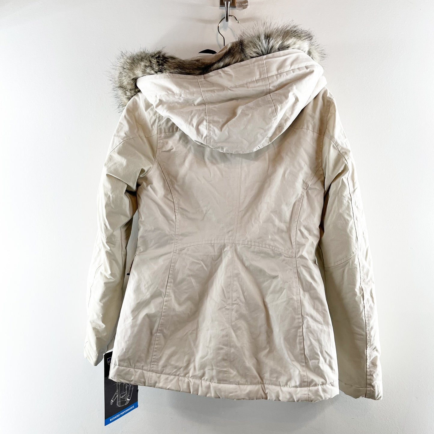 KUHL Ukon Elevated Performance Fleece Lined Hoody Jacket Fur Trim Ivory XS