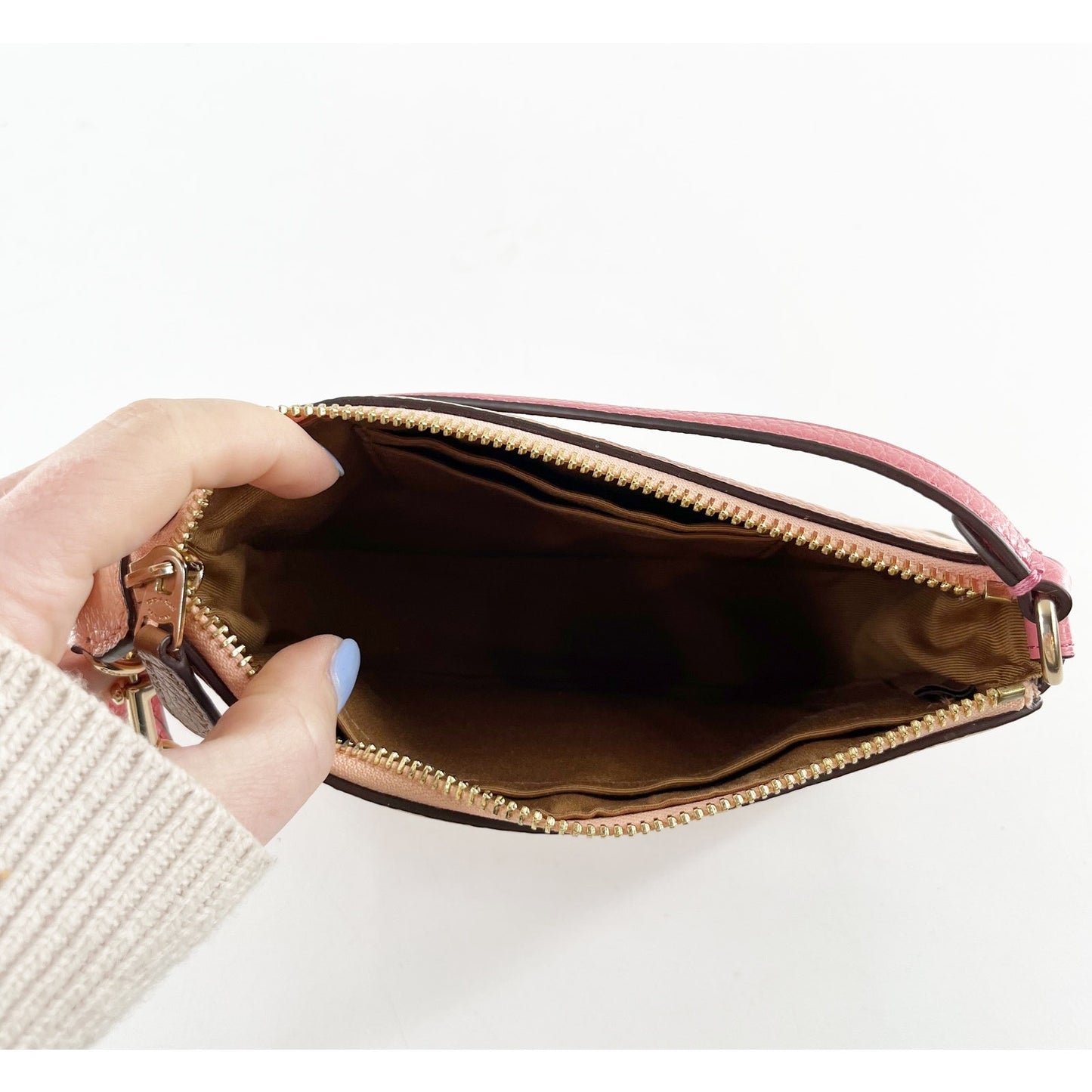 Coach Nolita 19 Horse and Carriage Leather Mini Shoulder Bag Purse Peach Pink