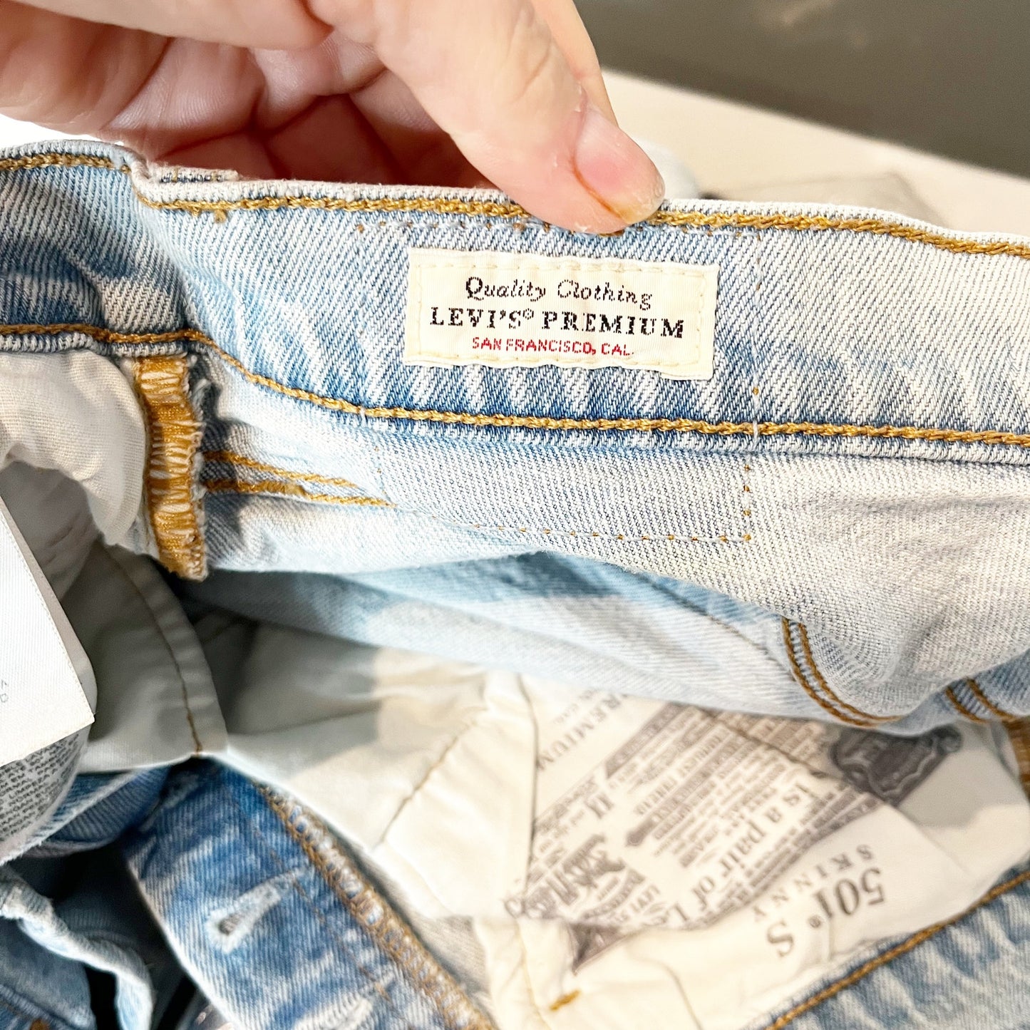 Levi's Premium 501 Cotton Blend High Rise Skinny Jeans Tango Light Blue 27 / 4