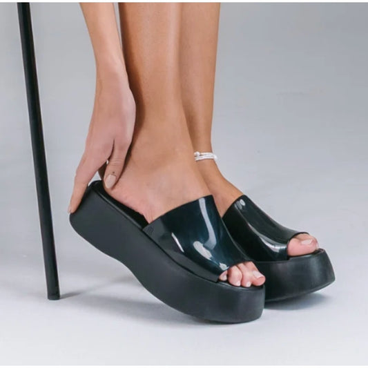 Melissa Becky Platform Slide Sandals Black